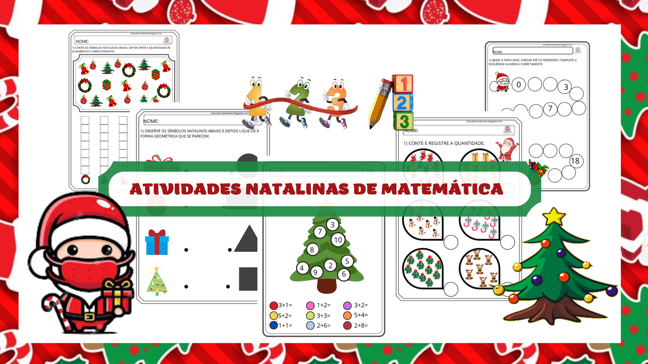 Atividades Natalinas de Matemática 1° Ano - PEDAGOGA ANTENADA