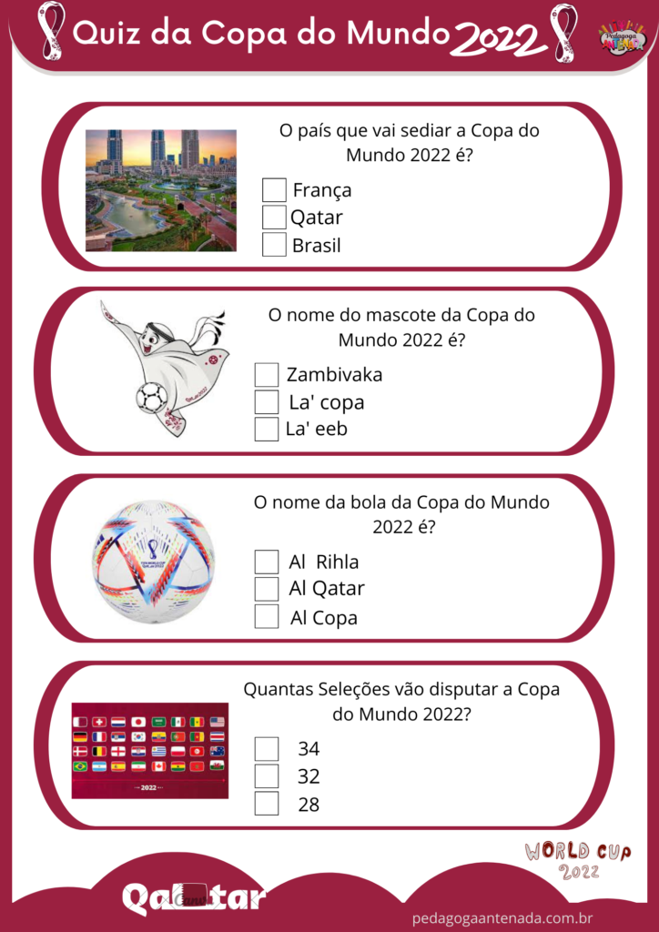 Quiz Copa do Mundo do Catar  Desafios e Testes Futebol 