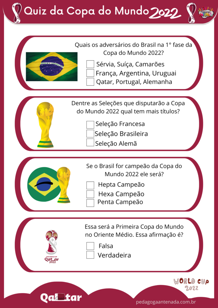Quiz da Copa do Mundo 2022: que seleção os jogadores defendem?, Copa do  Mundo