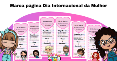 marca páginas dia internacional das mulheres